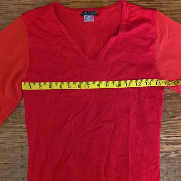 NWOT Venus Small Red See Through Chiffon Balloon Long Sleeve Banded Sweater - Picture 3 of 8
